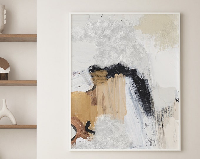 Large Abstract Art, Neutral Abstract Painting, Printable Art, Modern Wall Art, Large Poster Print, Living Room Decor