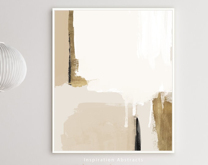 Beige Gold Minimal Abstract Painting, Printable Wall Art, Large Minimal Art, Neutral Tone Print, Modern Art Print, Digital Download