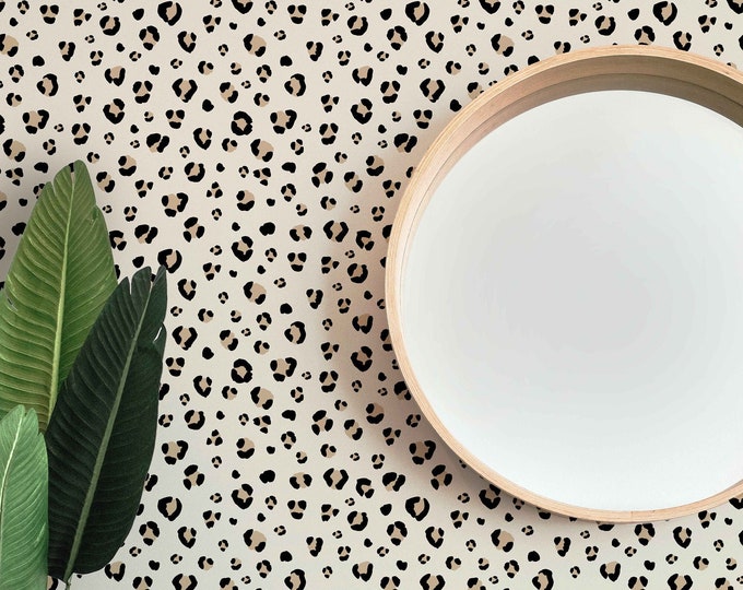 Leopard Print Wallpaper, Peel n Stick Wallpaper, Boho Wallpaper, Self Adhesive Mural Wallpaper, Animal Print Wallpaper, Bold Wall Decor