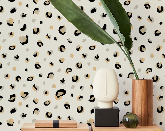 Abstract Leopard Print Wallpaper, Modern Boho Wallpaper, Self Adhesive Removable Wallpaper, Animal Print Wallpaper Mural