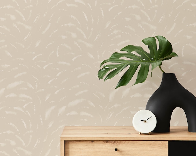 Boho Accent Wallpaper, Minimalist Peel n Stick Wallpaper, Watercolour Wall Mural, Shibori Pattern Wallpaper, Living Room Decor