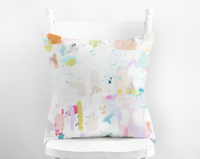 Colourful Soft Velvet Cushion, Abstract Paint Strokes Throw Pillow, Decorative Accent Pillows, Bright Scatter Cushion